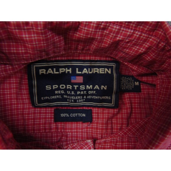 Polo‎ Sport Ralph Lauren Sportsman Shirt Mens Med Red White Plaid - Picture 4 of 8